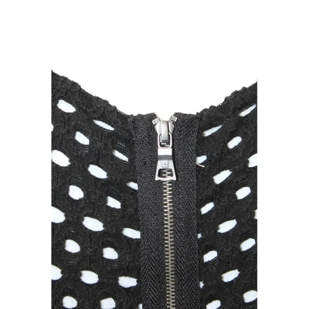 BCBG Max Azria Womens Mesh Layered Zipped Sheath Dress Black Size S - Picture 4 of 7